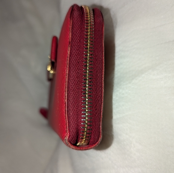 Prada Saffiano Leather Zip Around Continental Wallet Red GUC - Picture 5 of 12
